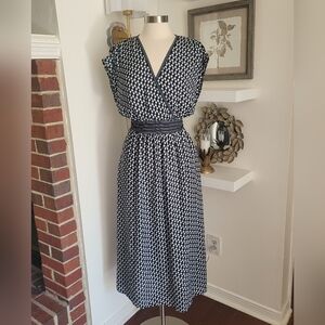 Max Studio Navy Floral Midi Dress Size Large NWT